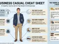 Mann im **business casual** Outfit: dunkelblaues Sakko, grauer Pullover, Khaki-Chinos, braune Loafer. Tipps für den perfekten Look.