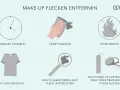 Tipps, um Make-up Flecken zu entfernen: schnell handeln, sanft wischen, Hitze meiden, links reinigen, Fleck untersuchen, Fixing Spray oder transparentes Puder nutzen.