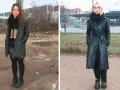Zwei Frauen in Berlin, bereit für einen Clubbesuch. Links mit grauem Mantel und Korsett, rechts im schwarzen Leder-Outfit. Perfektes Berghain Outfit.
