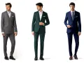 Drei Männer in stilvoller business attire herren: grau, grün und blau.