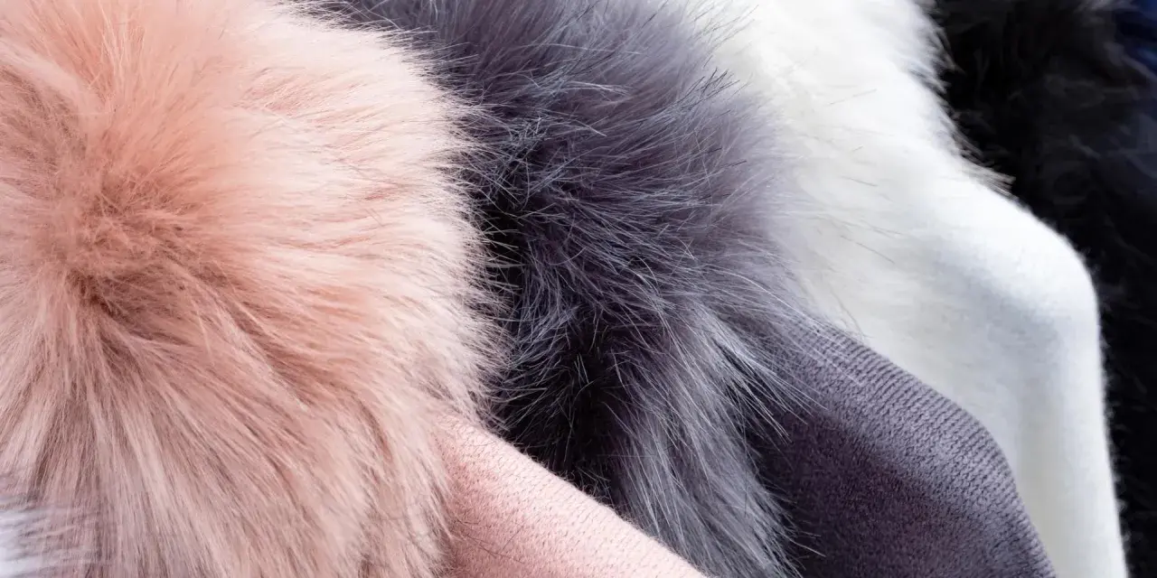 Weiche Kunstfell-Pompons in Rosa, Grau und Weiß. Ideal für Mützen, die man waschen kann.