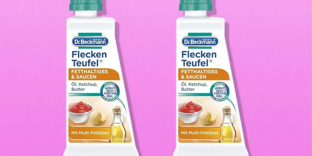 Zwei Flaschen Dr. Beckmann Flecken Teufel für fettige Flecken. Ideal, um Fettflecken aus Kleidung entfernen ohne waschen.