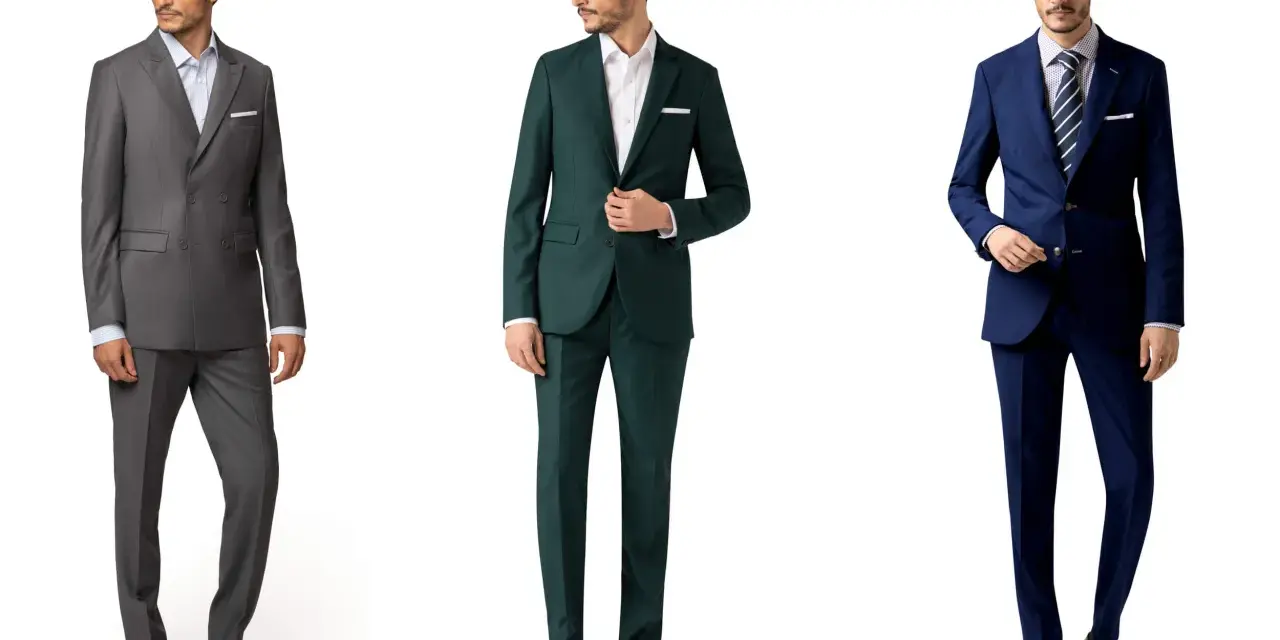 Drei Männer in stilvoller business attire herren: grau, grün und blau.
