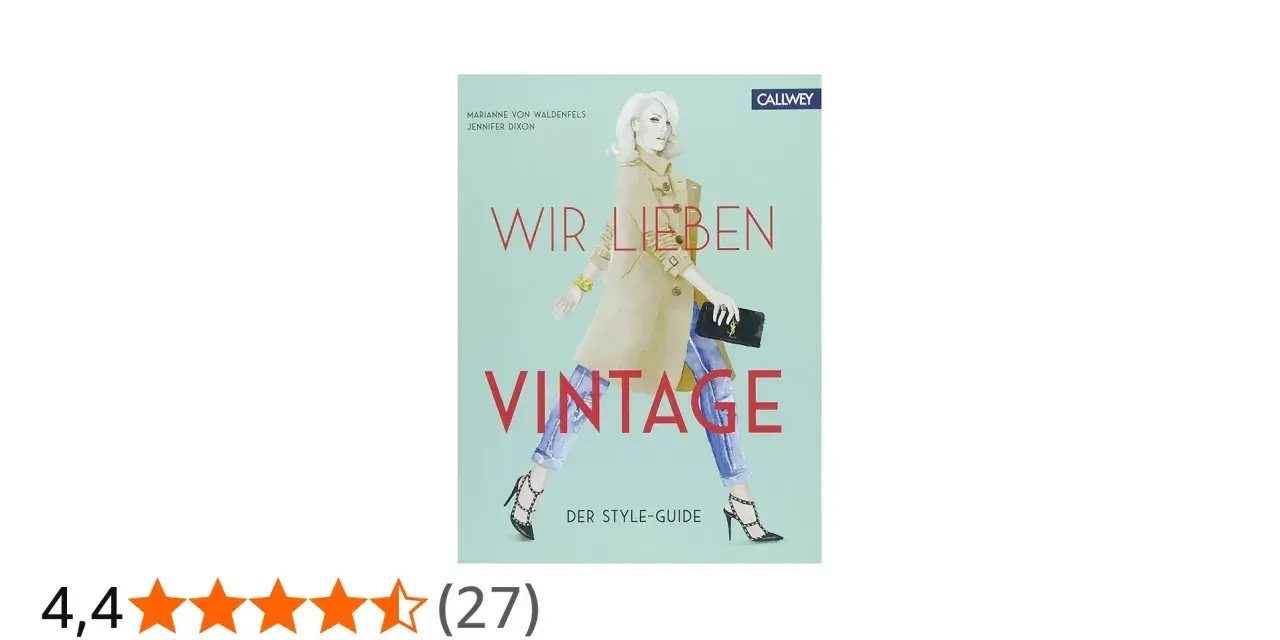 Buchcover "Wir lieben Vintage" mit einer stilvollen Frau im Trenchcoat. Es erklärt, was bedeutet vintage im Modekontext.