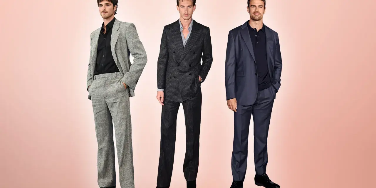 Drei Männer in eleganten Anzügen, die verschiedene Interpretationen des dresscode herren zeigen.