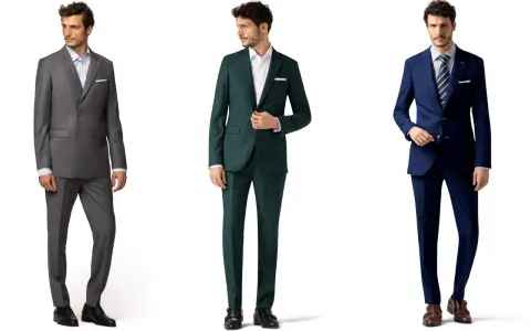 Drei Männer in stilvoller business attire herren: grau, grün und blau.