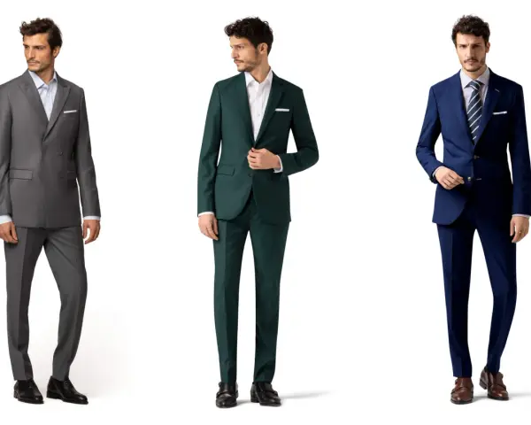 Drei Männer in stilvoller business attire herren: grau, grün und blau.