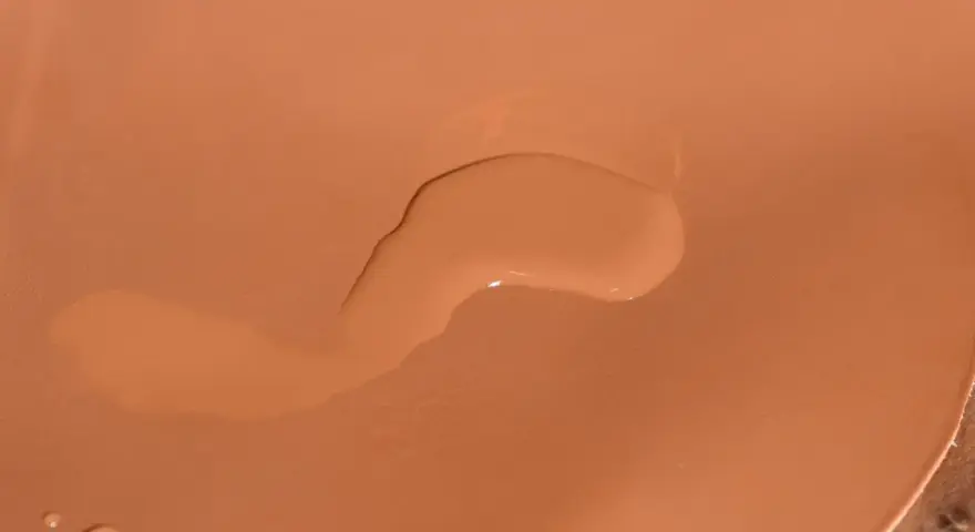 Ein großer, unregelmäßiger Wasserfleck auf einer braunen Oberfläche. Tipps zum wasserflecken entfernen.