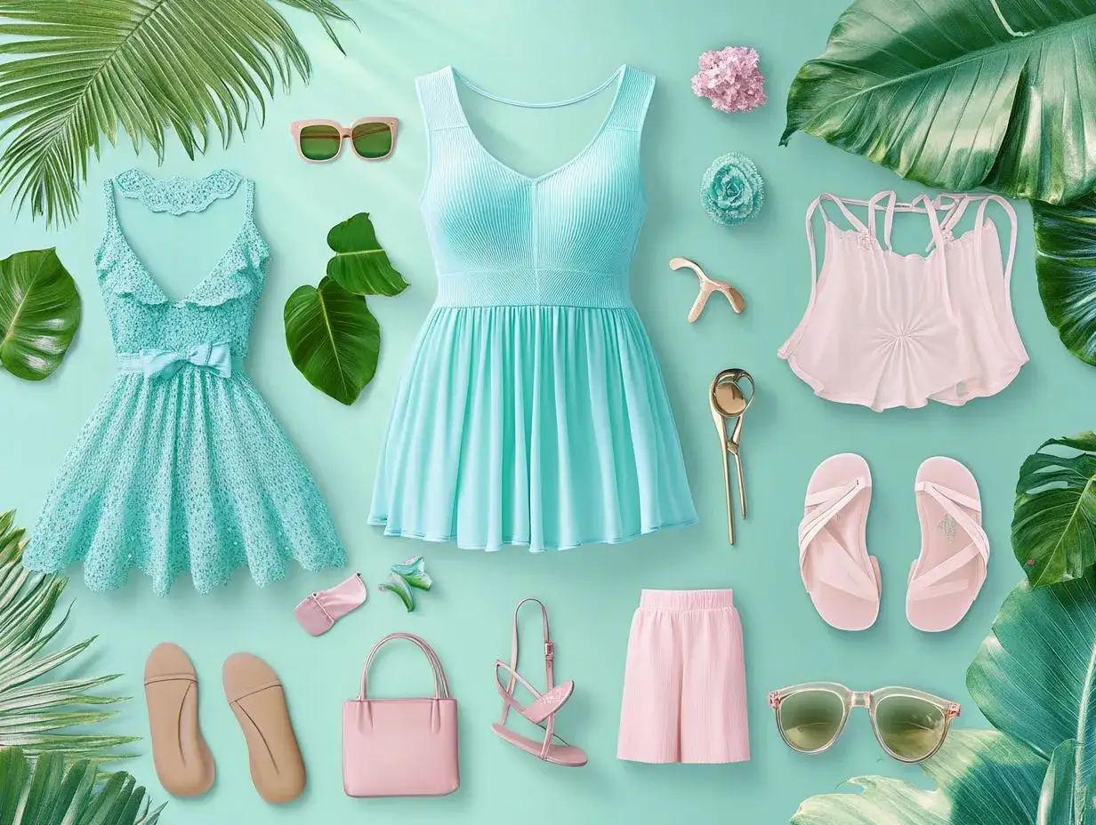 Sommerliche Kleider, Sandalen, Sonnenbrillen und eine Tasche &ndash; die perfekte basisgarderobe sommertyp f&uuml;r sonnige Tage.