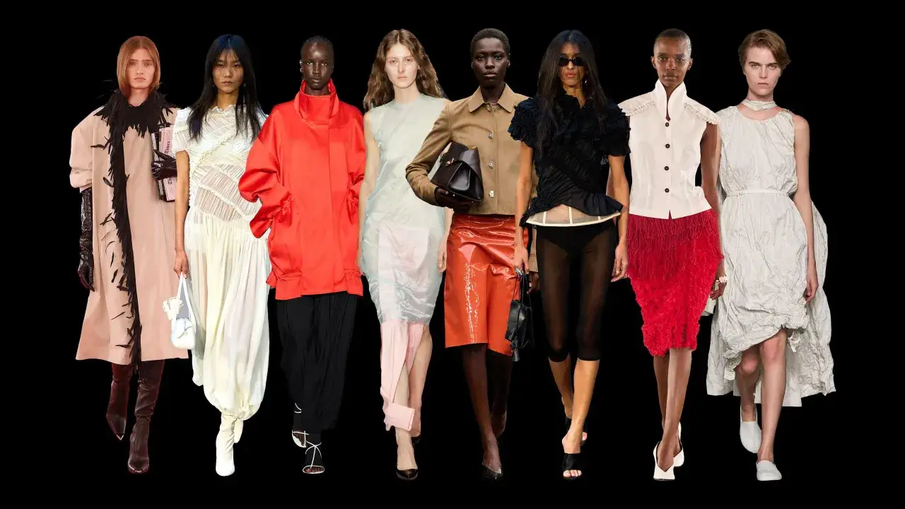 Modelle präsentieren avantgardistische Outfits. Von fließenden Stoffen bis zu auffälligen Schnitten – eine Inspiration für jeden Stil, die typ beratung.